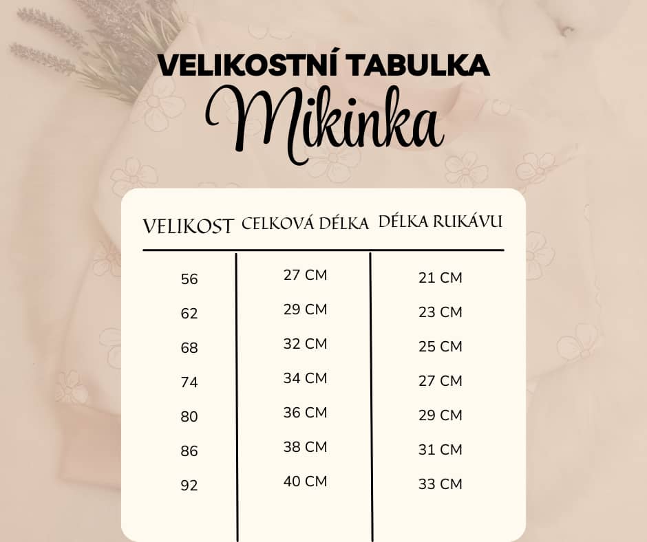 freecompress-Velikostní tabulka mikinka